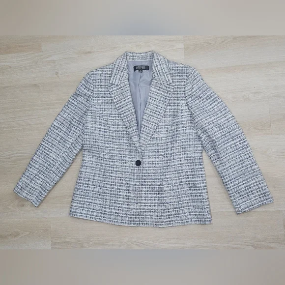 Kasper Women's Gray And White Blazer Jacket Size 16 Tweed - Picture 1 of 8